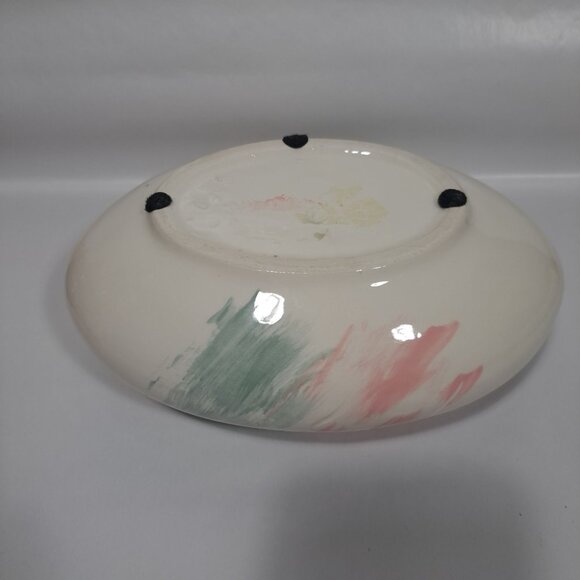 Hand-Painted Maurice California Pottery Oval Bowl Planter Pink Green Ceramic - Picture 11 of 17